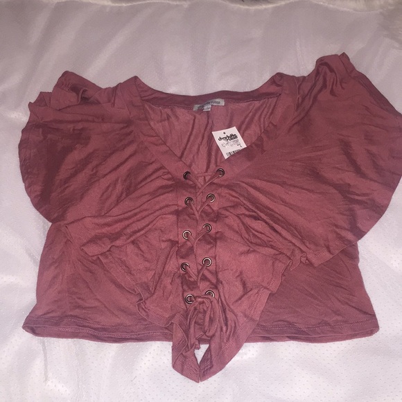 Blush colored Tie down crop top size L - Picture 7 of 8